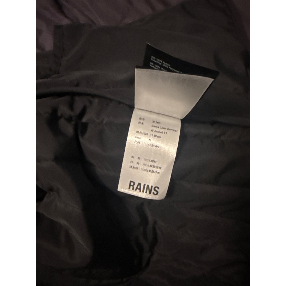 RAINS Banja Liner Bomber Jacket Black Quilted Padded Snap Front Women's Size M - Picture 5 of 10
